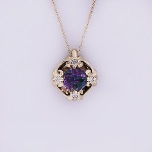 GALATEA DavinChi Amethyst 14K Gold Necklace